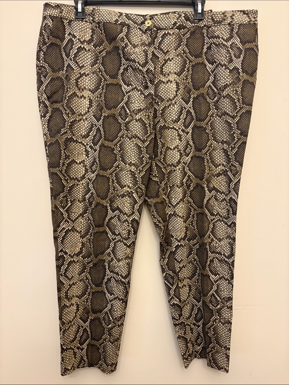 Michael Kors Beige and Brown Snake-Print Straight Leg Pants Size 
20W